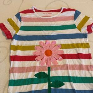 Mini Boden Multicolor Striped Tee with Pink Flower